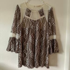 Anthropologie Ryu Womens Peasant Lace Top Size L Cottagecore Boho Festival Fairy
